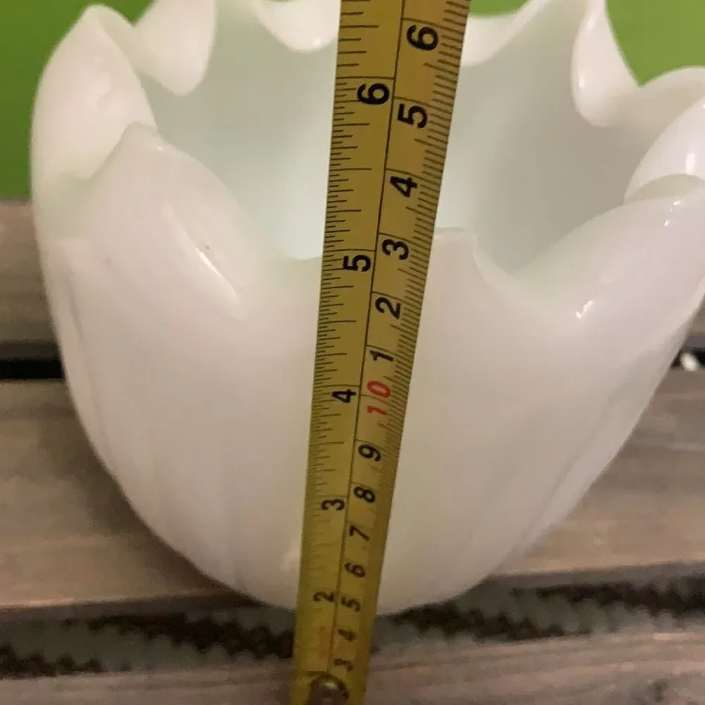 Folded glass milk glass vase